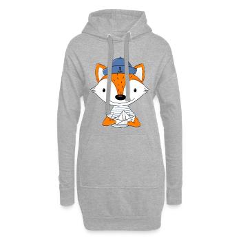 Renard marin avec bateau en papier - Sweat-shirt à capuche long Femme - gris chiné - Devant