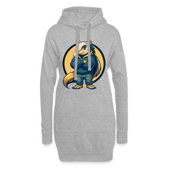 Ameisenbär Kawaii Maskottchen Cartoon Clipart Logo Abzeichen - Hoodie-Kleid - Grau meliert - Vorne
