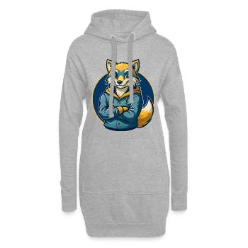Arktischer Fuchs Kawaii Maskottchen Cartoon Clipart-Logo - Hoodie-Kleid - Grau meliert - Vorne