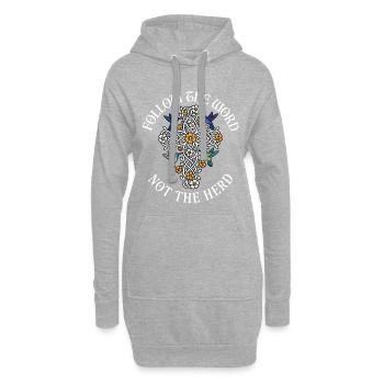 Folge dem Wort, nicht der Herde, Kolibris - Hoodie-Kleid - Grau meliert - Vorne
