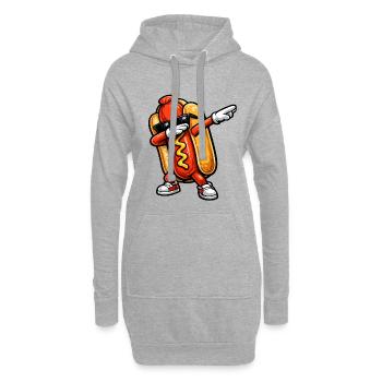 Dabbing Hot Dog - Hoodie-Kleid - Grau meliert - Vorne