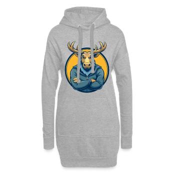 Moose Kawaii Maskottchen-Cartoon-Charakter-Clipart-Logo - Hoodie-Kleid - Grau meliert - Vorne