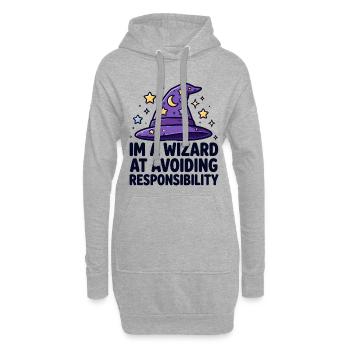 Wizard Avoiding Responsibility - Hoodie-Kleid - Grau meliert - Vorne