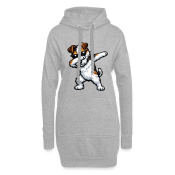 Dabbing Fox Terrier im Comic Stil - Hoodie-Kleid - Grau meliert - Vorne