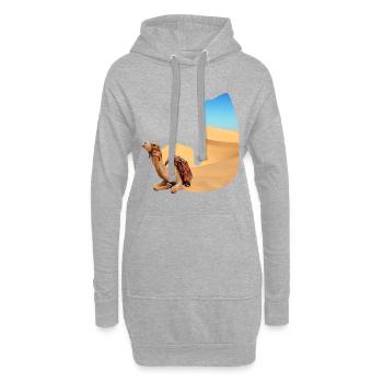 désert avec kamel j - Sweat-shirt à capuche long Femme - gris chiné - Devant