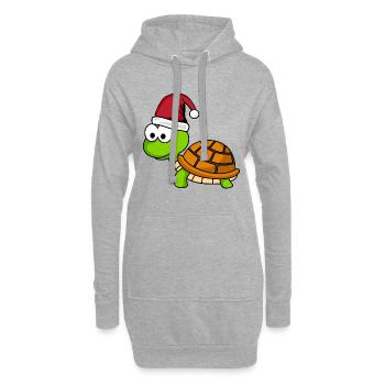 Tortue Bande Dessinée Noël - Sweat-shirt à capuche long Femme - gris chiné - Devant