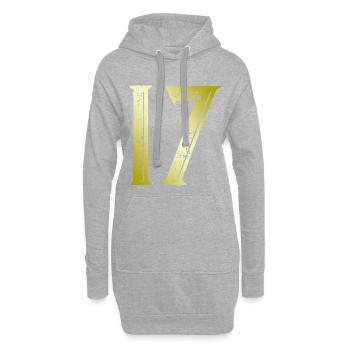 17 Symbole numérique - Sweat-shirt à capuche long Femme - gris chiné - Devant