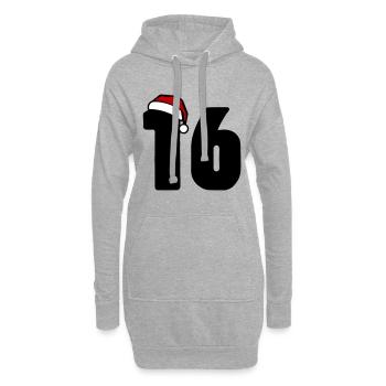 16 Zahl Weihnachten - Hoodie-Kleid - Grau meliert - Vorne