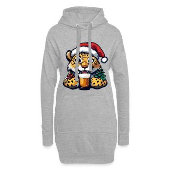 Léopard Noël Bière Drôle - Sweat-shirt à capuche long Femme - gris chiné - Devant