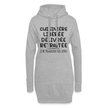 Cuisinière célèbre sa retraite avec humour cadeau - Sweat-shirt à capuche long Femme - gris chiné - Devant