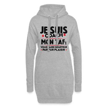 Je suis coach, Humour cadeau sportif coach - Sweat-shirt à capuche long Femme - gris chiné - Devant
