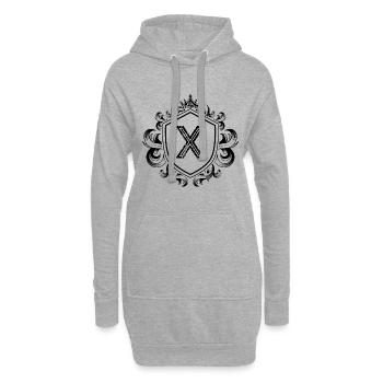 X Lettre Armoiries - Sweat-shirt à capuche long Femme - gris chiné - Devant