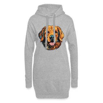 Portrait de chien Golden Retriever - Sweat-shirt à capuche long Femme - gris chiné - Devant