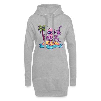 Oktopus Sommer Strand Urlaub - Hoodie-Kleid - Grau meliert - Vorne