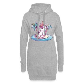 Einhorn Sommer Strand Urlaub - Hoodie-Kleid - Grau meliert - Vorne