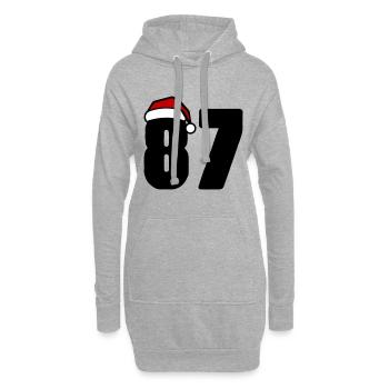 87 Zahl Weihnachten - Hoodie-Kleid - Grau meliert - Vorne