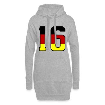 16 Symbole numérique Allemagne - Sweat-shirt à capuche long Femme - gris chiné - Devant
