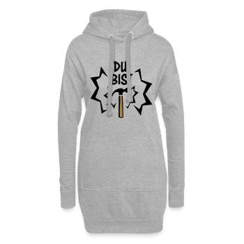 Du bist Hammer - Geschenkidee Handwerker - Bastler - Hoodie-Kleid - Grau meliert - Vorne