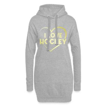 Ich liebe Hockey - Hoodie-Kleid - Grau meliert - Vorne