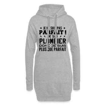Un Plombier plus que parfaite, métier de rêve - Sweat-shirt à capuche long Femme - gris chiné - Devant
