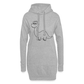 Dinosaure brontosaure Comic - Sweat-shirt à capuche long Femme - gris chiné - Devant