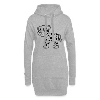 Leopard Comic Tier - Hoodie-Kleid - Grau meliert - Vorne