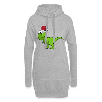 Dinosaure T-Rex Noël - Sweat-shirt à capuche long Femme - gris chiné - Devant