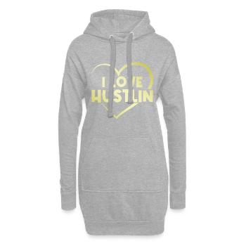 Ich liebe Hustlin Herz - Hoodie-Kleid - Grau meliert - Vorne