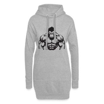 Gorilla Muscles Workout Gym - Hoodie Dress - heather grey - Front