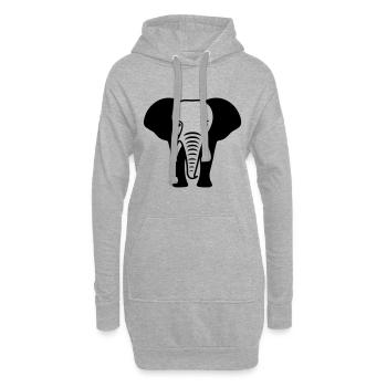 Elefant Tier Silhouette - Hoodie-Kleid - Grau meliert - Vorne