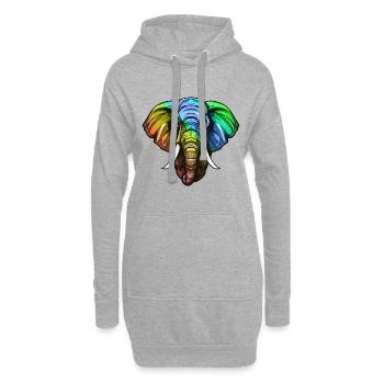Elefant Kopf Bunt - Hoodie-Kleid - Grau meliert - Vorne
