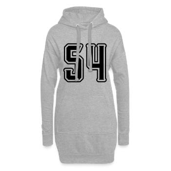 Symbole numérique 54 - Sweat-shirt à capuche long Femme - gris chiné - Devant