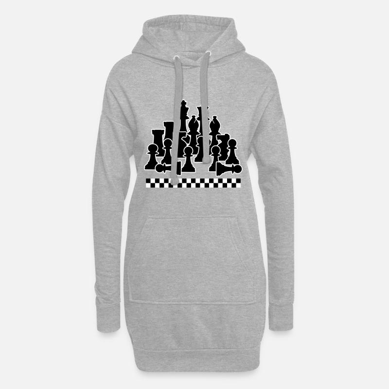 Schach - Hoodie-Kleid - Grau meliert