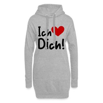 Ich Liebe Dich Spruch - Hoodie-Kleid - Grau meliert - Vorne