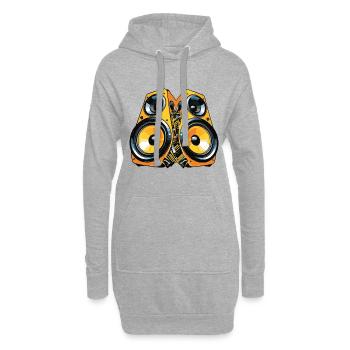 Musik Boxen Bass - Hoodie-Kleid - Grau meliert - Vorne