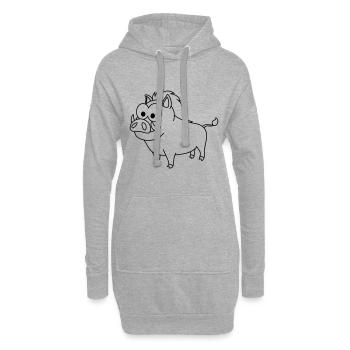 Sanglier Comic Animal - Sweat-shirt à capuche long Femme - gris chiné - Devant