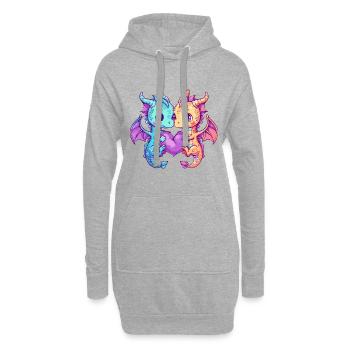 Dragon Couple Amoureux Animal Saint Valentin - Sweat-shirt à capuche long Femme - gris chiné - Devant