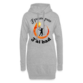 j'peux pas j'ai bad fond blanc badminton humour - Sweat-shirt à capuche long Femme - gris chiné - Devant