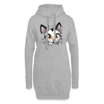 Hole Peekaboo: Baby-Katze auf Abenteuer - Hoodie-Kleid - Grau meliert - Vorne