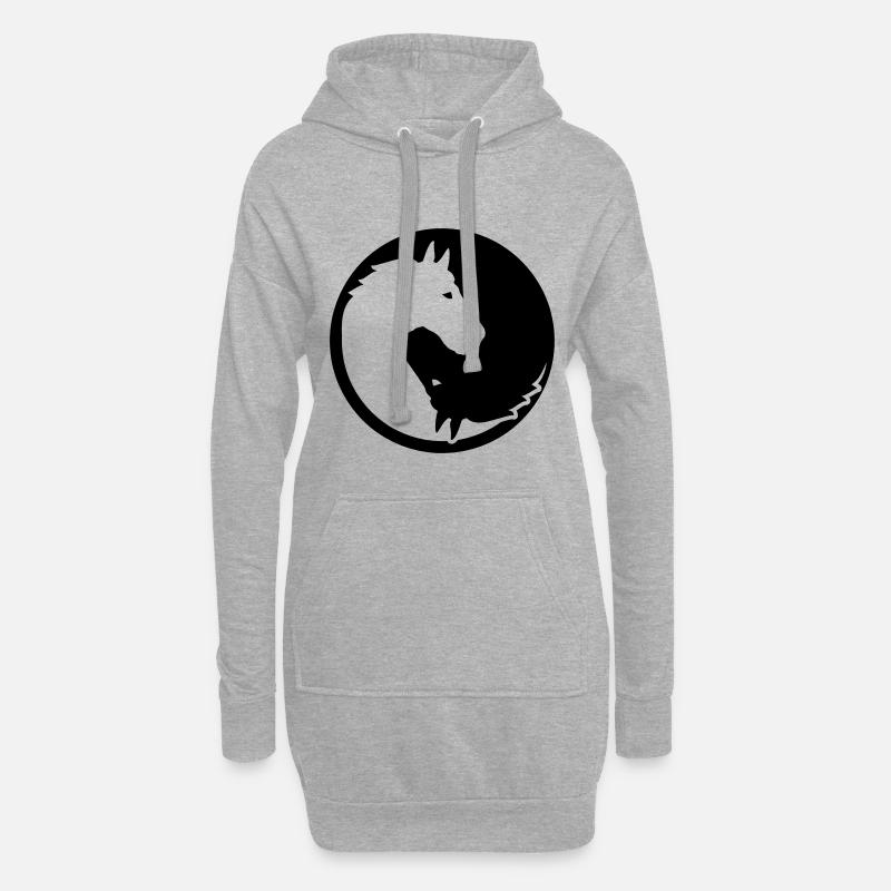 Pferd - Hoodie-Kleid - Grau meliert