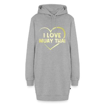 Ich liebe Muay Thai Herz - Hoodie-Kleid - Grau meliert - Vorne