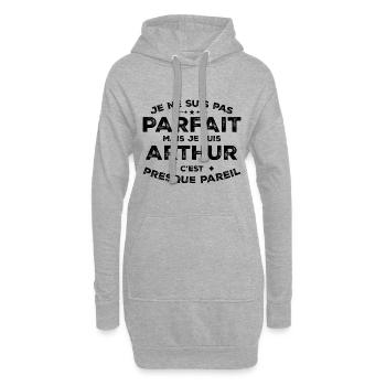 Arthur Un Prénom, Une Attitude L’Humour Arthur - Sweat-shirt à capuche long Femme - gris chiné - Devant