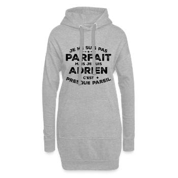 Adrien Ein Name, eine Haltung Adrien Humor - Hoodie-Kleid - Grau meliert - Vorne