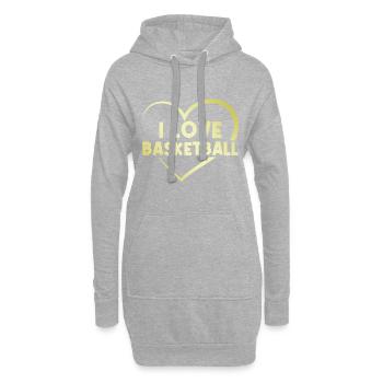 Ich liebe Basketball Herz - Hoodie-Kleid - Grau meliert - Vorne