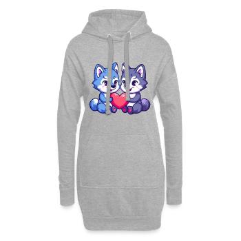 Couple de loups amoureux Animal Saint-Valentin - Sweat-shirt à capuche long Femme - gris chiné - Devant