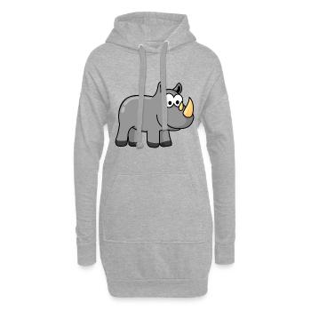 Nashorn Comic Tier - Hoodie-Kleid - Grau meliert - Vorne