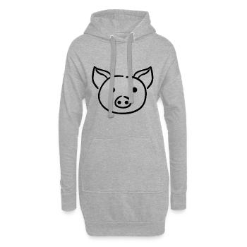 Cochon - dessin au trait - Sweat-shirt à capuche long Femme - gris chiné - Devant