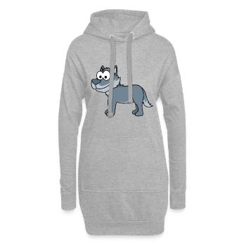 Wolf Comic Tier - Hoodie-Kleid - Grau meliert - Vorne
