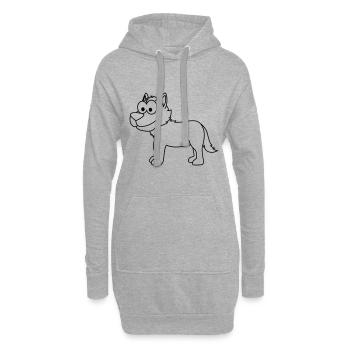 Wolf Comic Tier - Hoodie-Kleid - Grau meliert - Vorne