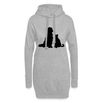 Chat avec chien - Sweat-shirt à capuche long Femme - gris chiné - Devant